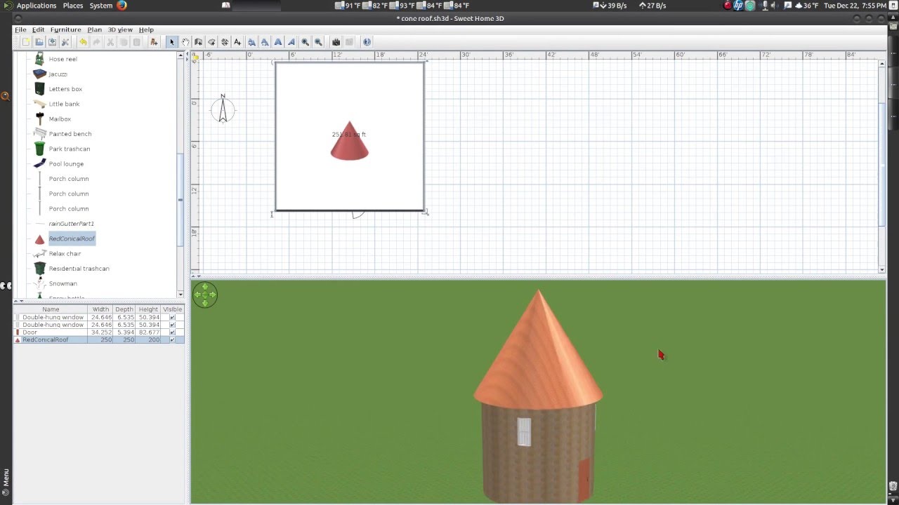 Sweet Home 3D – Conical roof - YouTube