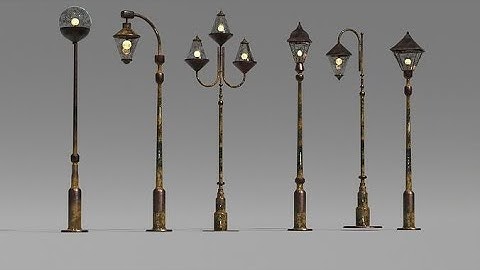 The process of making a 3D model of a street lamp.   Ko