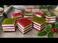 Cách Làm Rau Câu Dẻo Lá Dứa Cốt Dừa cho ngày Lễ Giáng Sinh || Christmas Jelly, Coconut