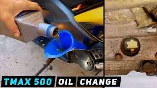 Yamaha Tmax 500 - Engine Oil / Oil Filter Change | Mitch's Scooter Stuff