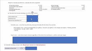 Calculating variable costs, fixed costs and cost per activity