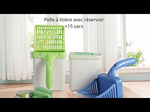 😻-Pelle-à-litière-avec-réservoir-15-sacs