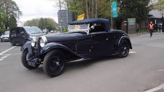 Original Bugatti T44 roadster leaving a car show