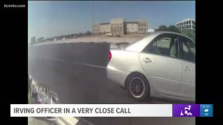 Irving Police body cam captures officer's close call