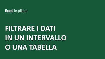 EXCEL - Filtrare i dati in un intervallo o una tabella