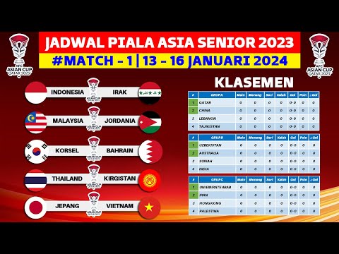 Jadwal Piala Asia 2023 Pekan ke 1 - Timnas Indonesia vs Irak - Piala Asia Senior 2023 - Live RCTI