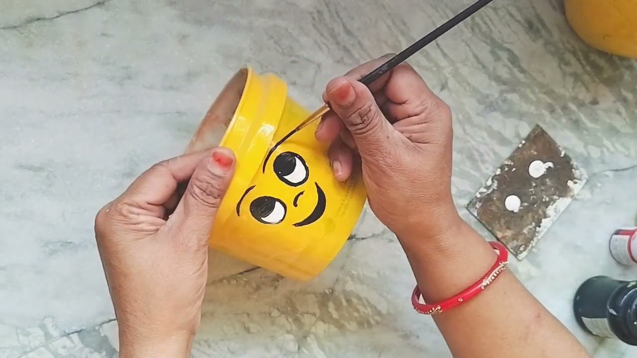 Recycling painting containers #emoji bucket #gardening ideas 🪣