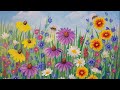 Wildflowers Acrylic Painting Tutorial LIVE Beginner Step by Step Flowers