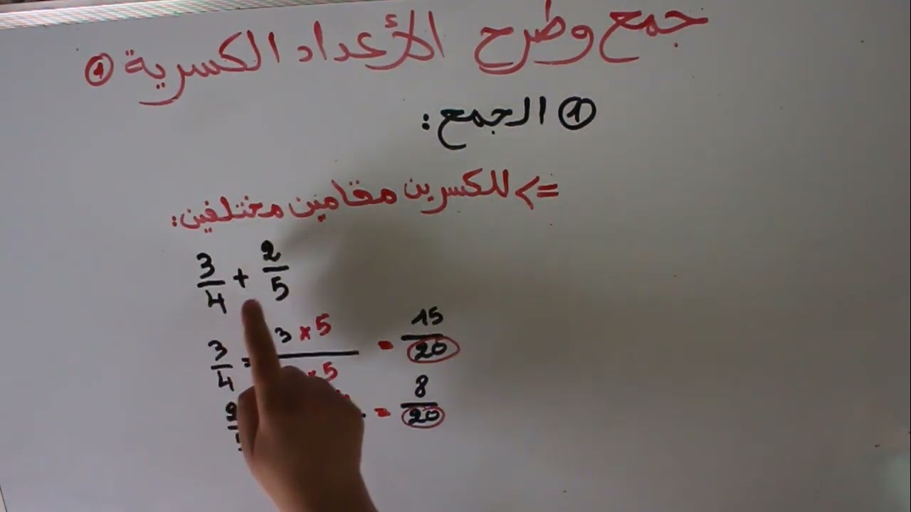 جمع و طرح الأعداد الكسرية-الجزء1:الجمع-المستوى الرابع-الخامس-والسادس ابتدائي