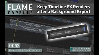 Flame Capsule 053 - Keep TLFX Renders after a Background Export - Flame 2022.2