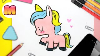 COMO DIBUJAR UN UNICORNIO PASO A PASO 🌸  DIBUJOS KAWAII 🌸  DIBUJOS FACILES - HOW TO DRAW UNICORN