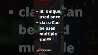 Difference Between ID and Class in CSS | CSS Interview Question #shorts
