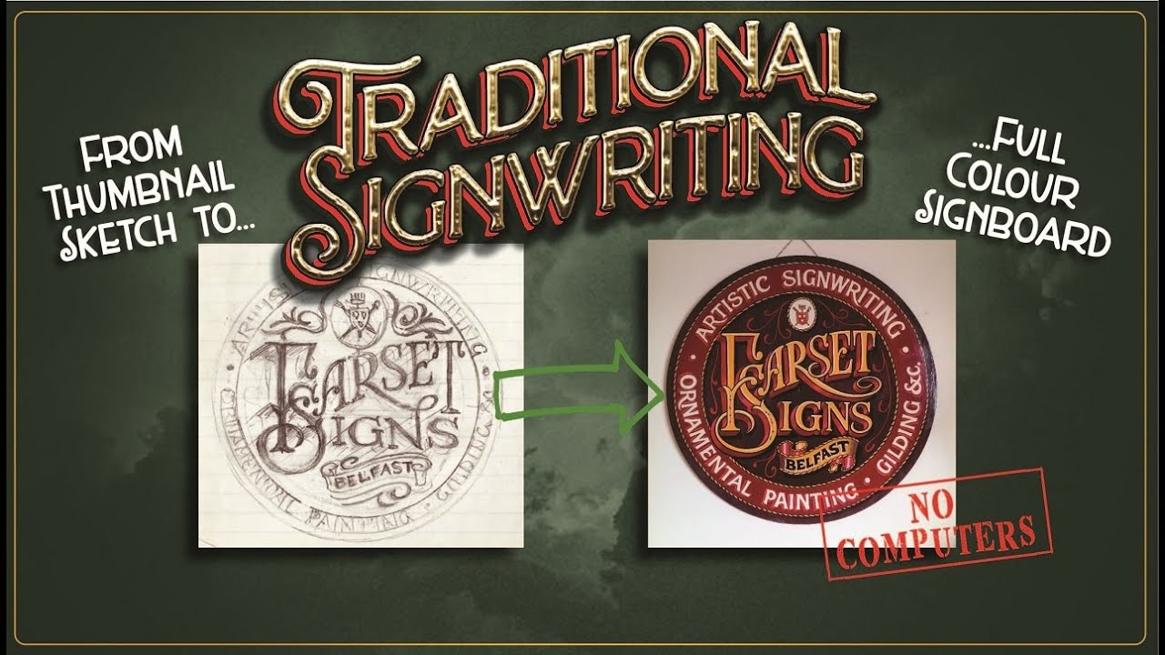 Signwriting / Sign Painting Demo. Hand Lettering. Coachlining. Pinstriping. Scroll. No computers.