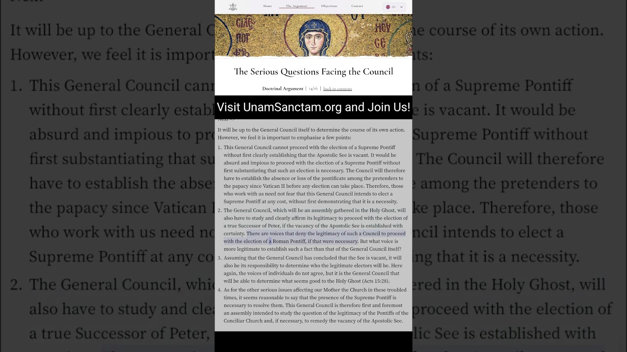 Arg#14: The Serious Questions Facing The Council UnamSanctam.org