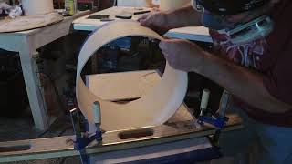trimming a 14" drum shell to size on a table saw