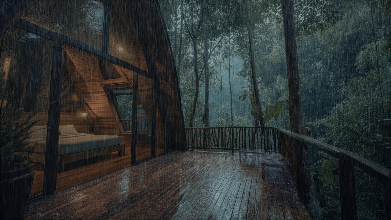 Forest Rain Cabin Vibes | Cozy Sleep Sounds for Stress Relief and ...