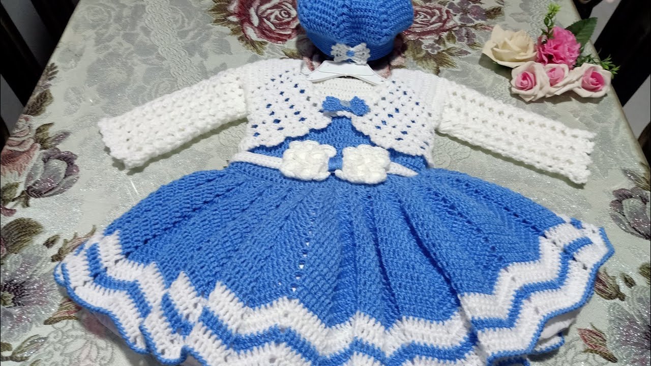 فستان وبليروا و بونيه  كروشيه تحفة 