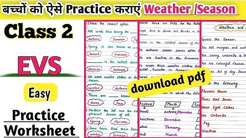 Class 2 Evs Worksheet|Class 2 Evs Worksheet Weather and Season ⛈️| Evs Worksheet for Class 2