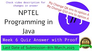 NPTEL Programming in Java Week 6 Quiz answers with detailed proof of each answer