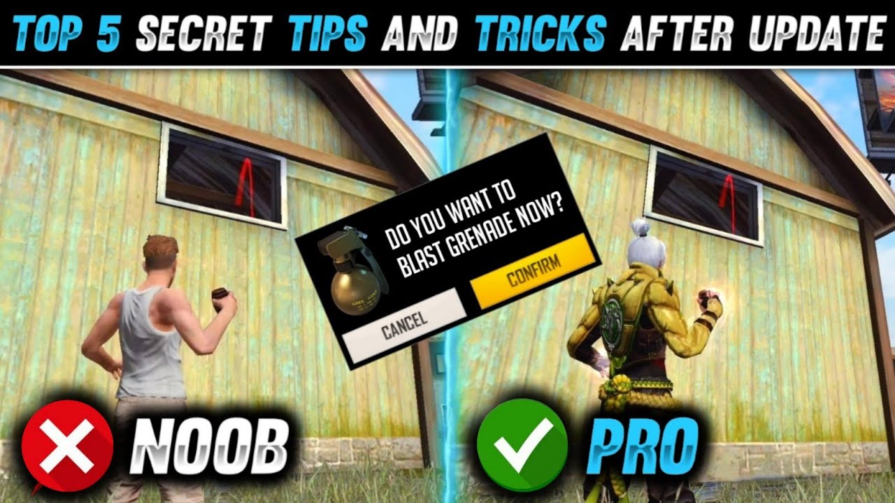 TOP 5 SECRET TIPS AND TRICKS IN FREE FIRE AFTER UPDATE | TIME GRENADE TRICK | RAMPAGE : NEW DAWN