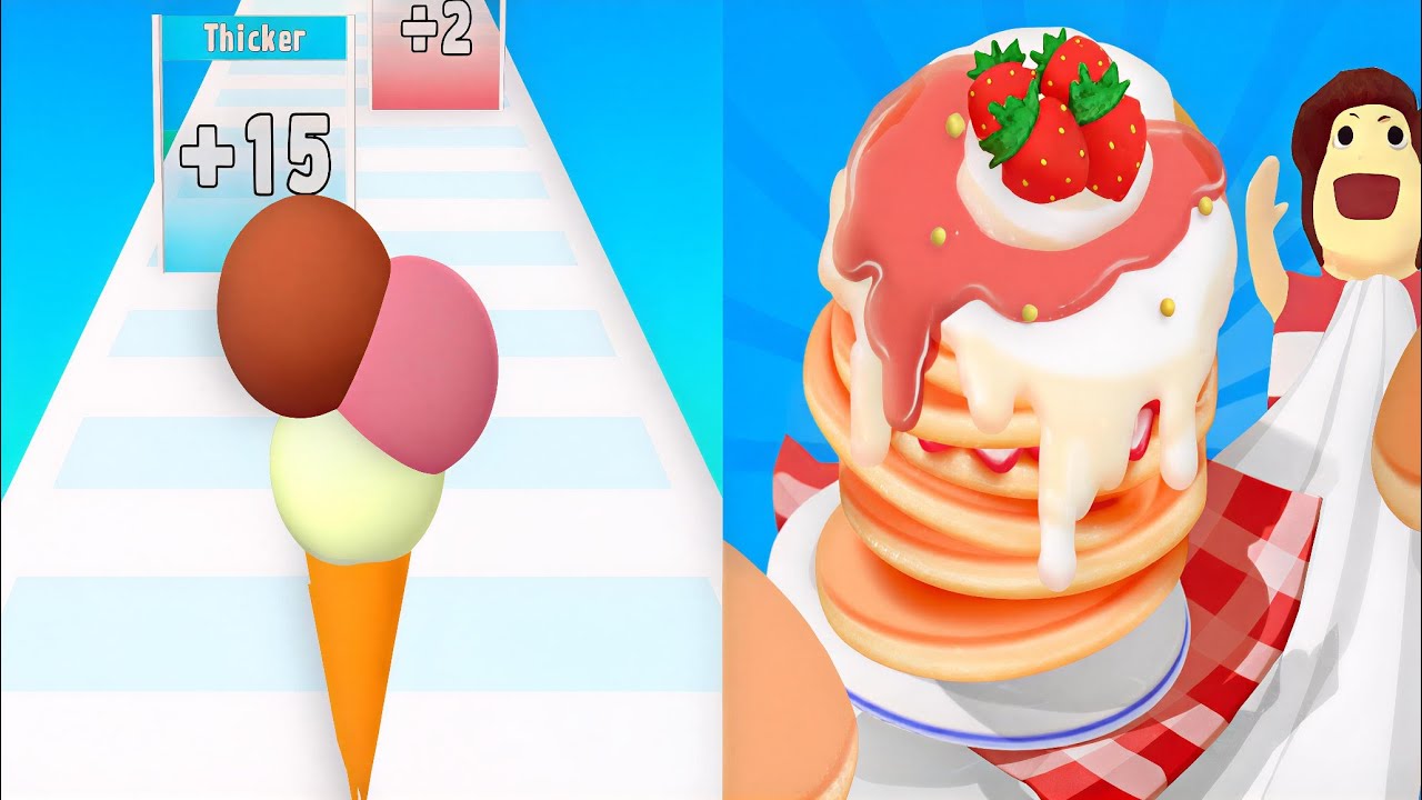 Pancake Run VS Ice Cream Rush Max All Levels SpeedRun Gameplay