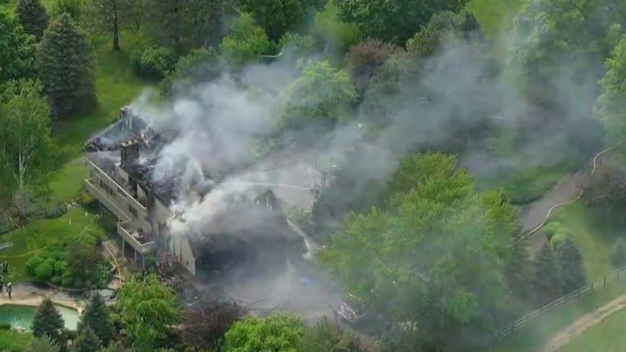 Firefighters battle house fire in Barrington - YouTube