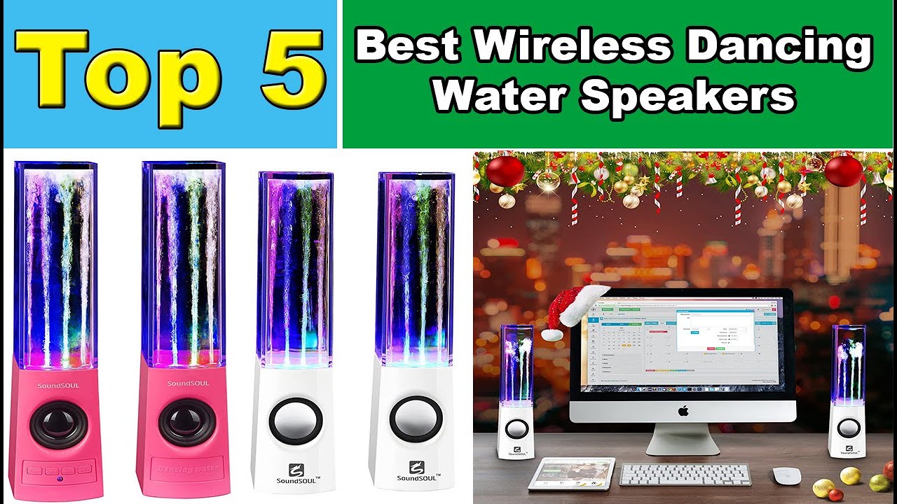 Aolyty Colorful LED Water Speaker with Dancing Fountain Light Show Sound  for PC, MP3 Player, Laptops, Smartphone Black