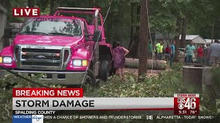 Spalding County trees and power lines toppled by storms