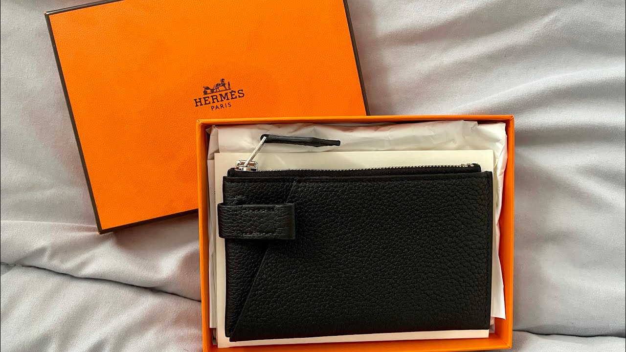 Hermès Vertige Cardholder in Noir Togo Leather with PHW - YouTube