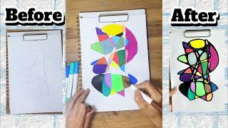 Turning Random Lines into Beautiful Art — Drawing Lifehack #art #artwork #tips #arttips 