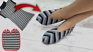 ✅💗Just 9 minutes! How to easily sew slippers from an old sweatshirt