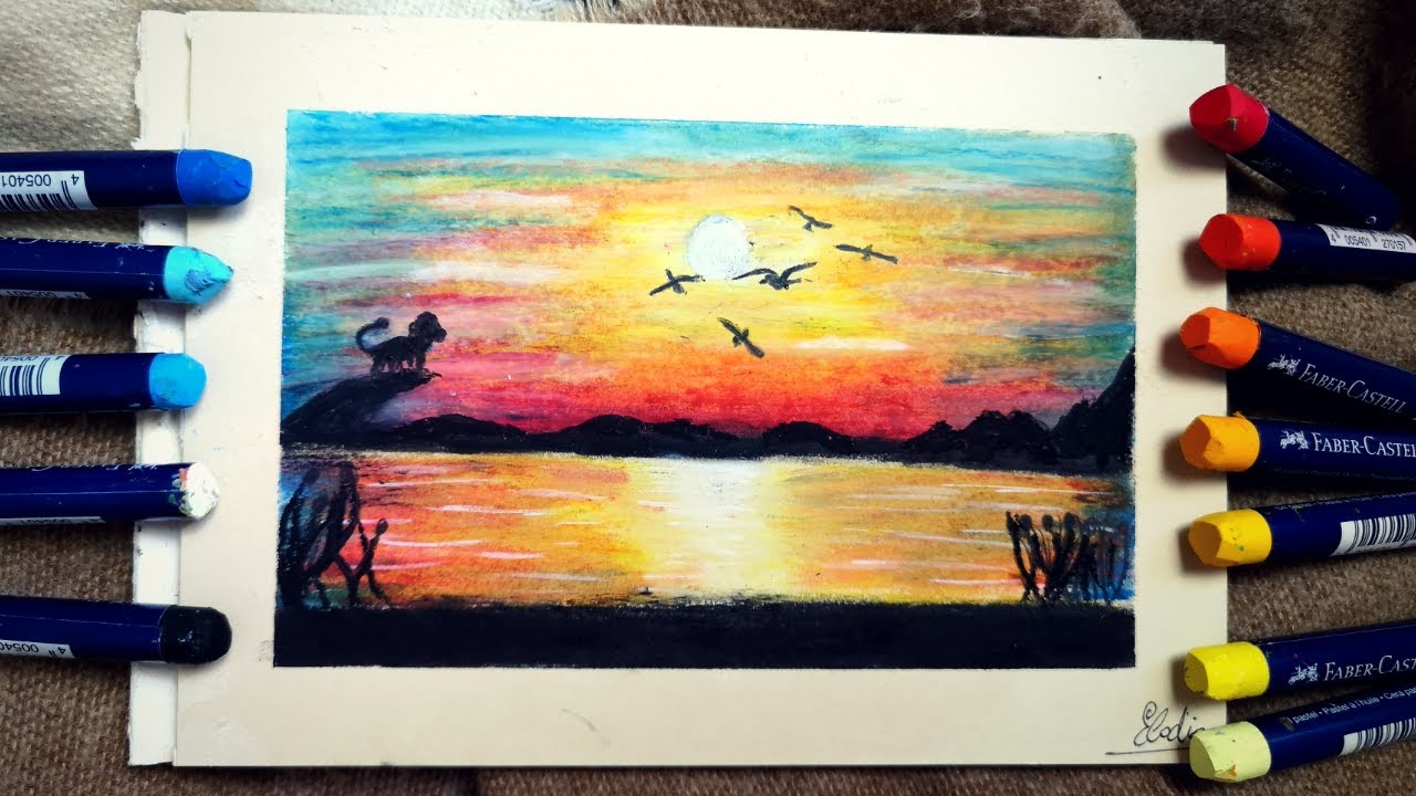 TUTO PASTEL GRAS] - Dessiner un coucher de soleil aux pastels à l