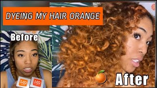 DYEING MY NATURAL HAIR GINGER🍊  I tried Japanese hair product on my curly hair!! 🇯🇵👩🏽‍🦰🍊✨