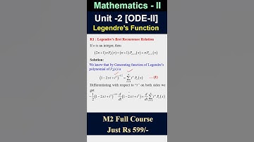M2 || UNIT-2 || Legendre Recurrence Relation || Dr Sonendra Gupta #sonendragupta