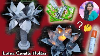 Lotus Diya Standwaste Material Candle Holder Diwali Decorationdiy Best Out Of Waste