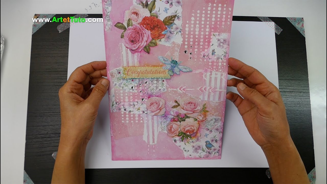 Art journal mixed media die cut Action, la vie en rose :) ❤️ 😘🌹👍