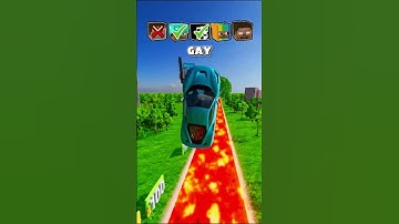 NOOB vs G*Y vs PRO vs HACKER vs HEROBRINE Car Lava Challenge! 😂 #shorts #beamngdrive