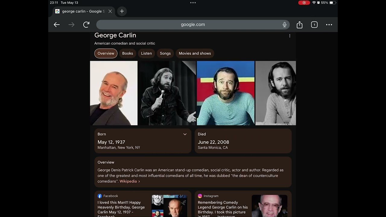 Happy Heavenly Late 88th Birthday George Carlin