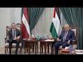 Abbas meets with Latvia&#39;s President Rinkevics in Ramallah