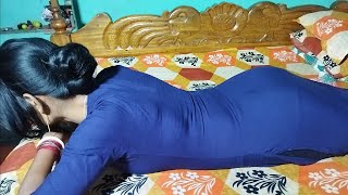 Beautiful Indian Woman Long Hair Bun Open And Shine Long Hair Play For Husband 