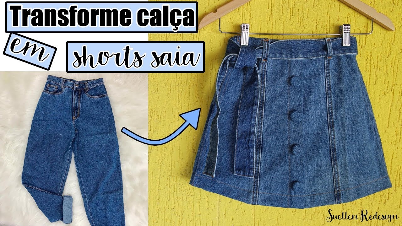 calça em saia jeans