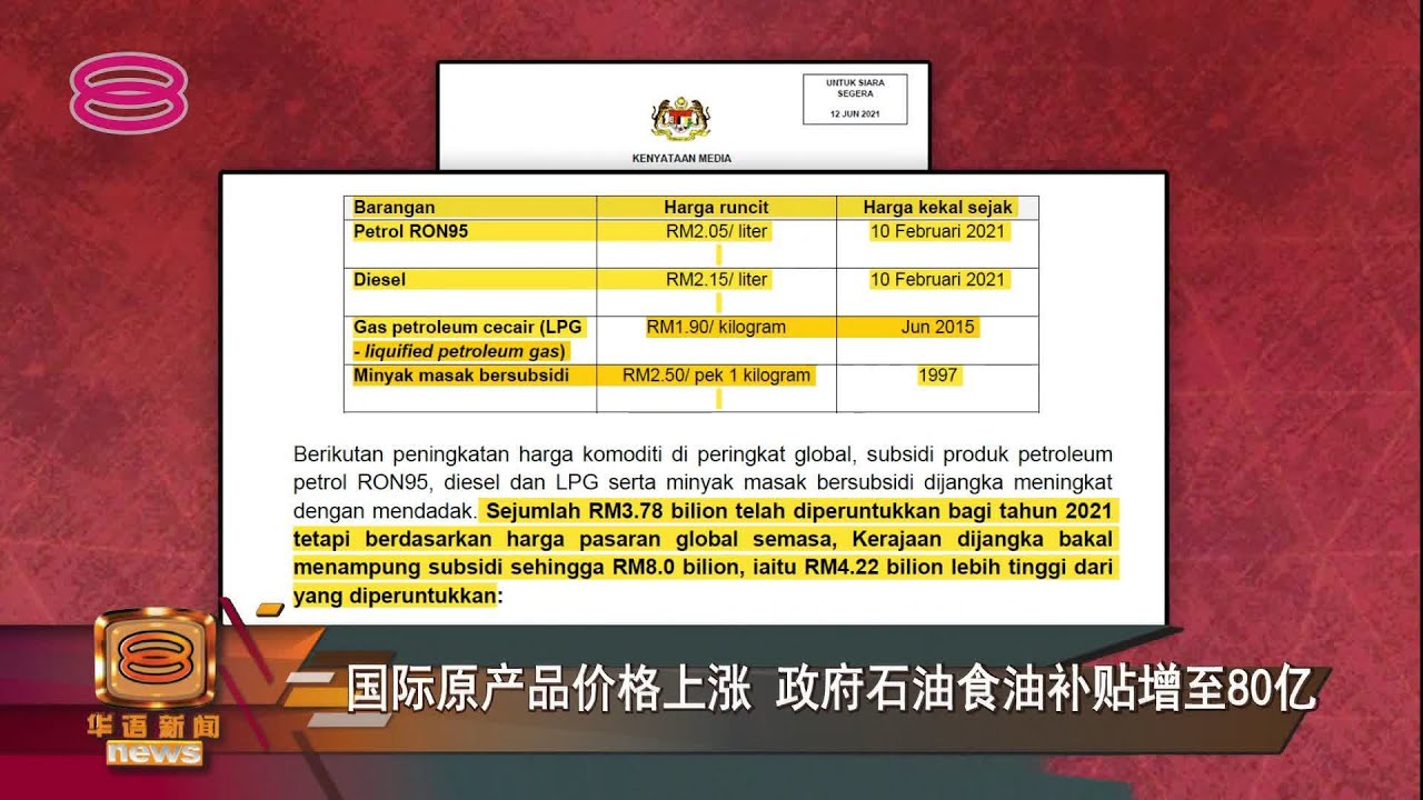 【国际原产品价格上涨 政府石油食油补贴增至80亿】