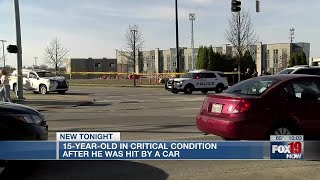 15-year-old in critical condition after he was hit by a car