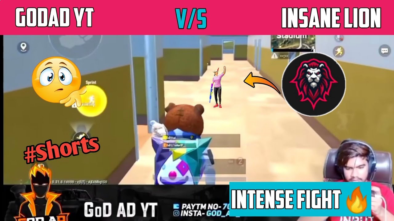 😱GoD AD YT vs Insane Lion Intense Fight 😯🔥|| GoDPraveenYT vs Insane Lion Stadium Fight 