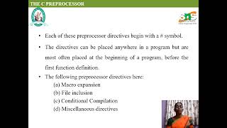 LECTURE VIDEO 3 | C PREPROCESSOR | SNS INSTITUTIONS 