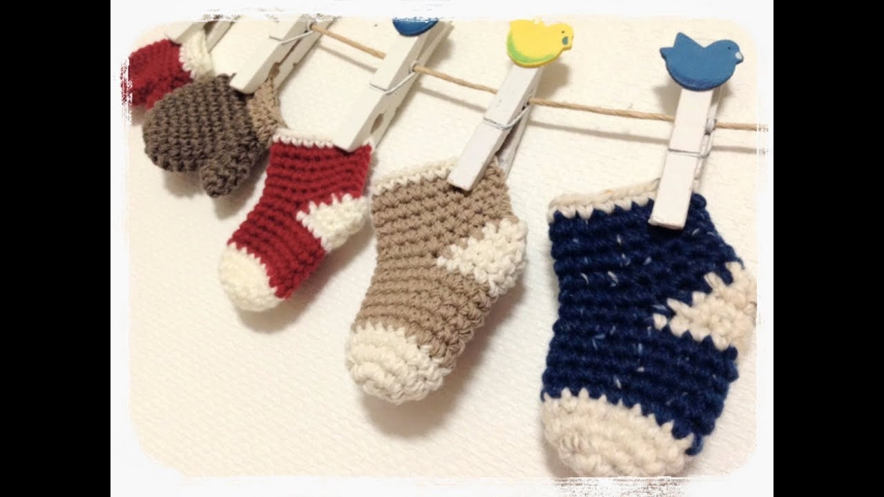 かぎ針編み ミニチュアくつ下の編み方how To Crochet Miniature Socks By Meetang Youtube