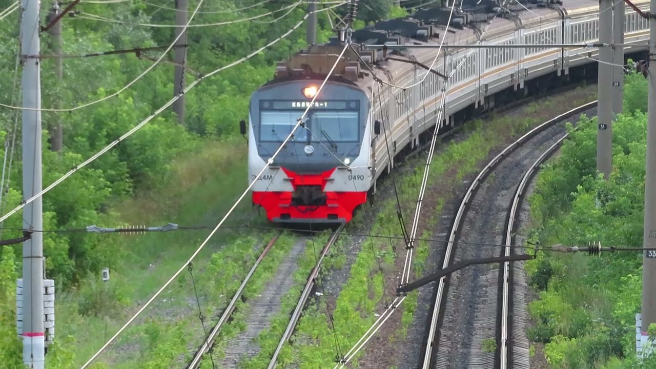 Электропоезд ЭД4М-0490 ЦППК перегон Азарово - Калуга-1 23.07.2021 ...