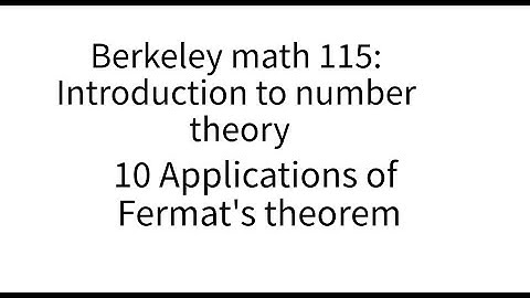 Introduction to number theory lecture 10. Fermat
