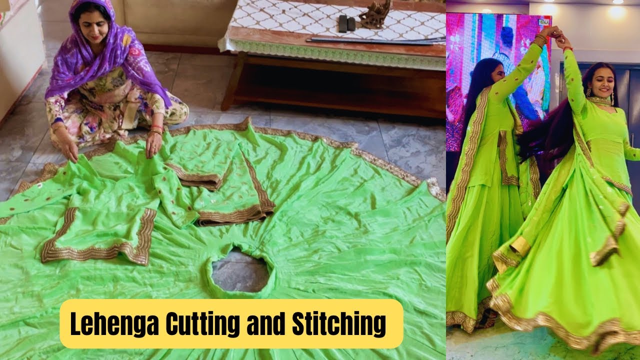 2 लहँगो की एक साथ cutting करने का आसान तरीक़ा | 6 meter Lehenga cutting and stitching