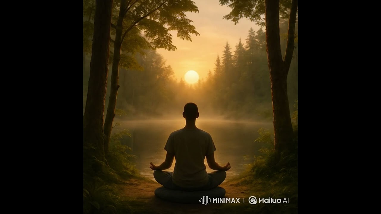 11 Min Silent Sunset Meditation | Man by Forest Lake | Nature Sounds for Relaxation & Mindfulness